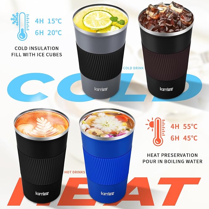 KETIEE Travel Mug, 12oz Insulated Coffee Cup - Image 2