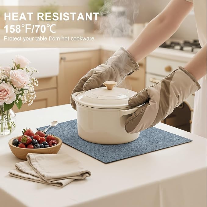 Faux Cotton Linen Placemats Set of 6, Cloth Washable Farmhouse Dining Table Mats - Image 3