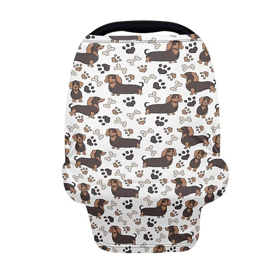 Binienty Cozy Car Seat Covers for Babies Boys Girls,Dachshund Dog Paw Stretchy Infants Carseat Canopies,Baby Shower Gifts