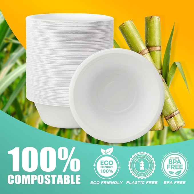 JINVOGREEN 1000 Count 12 oz Paper Bowls, Disposable Compostable Bowls Bulk - Image 7