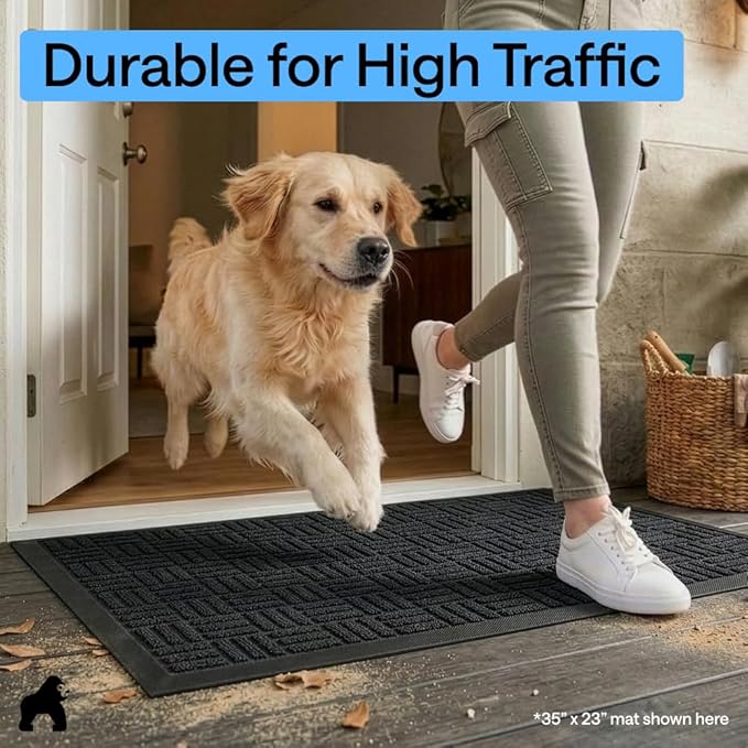 GORILLA GRIP 100% Waterproof All-Season WeatherMAX Doormat 35x23, US Designed - Image 7