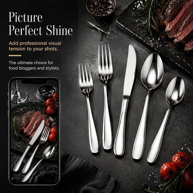 HaWare Silverware Set for 12, 60-Piece Stainless Steel Flatware, Heavy Duty | - Image 6