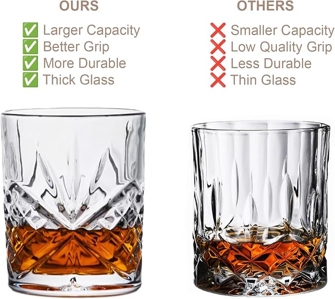 OLD BARREL Whiskey Glasses Set of 4 Glasses 4 Ice Molds, 10oz Bourbon Gift - Image 3
