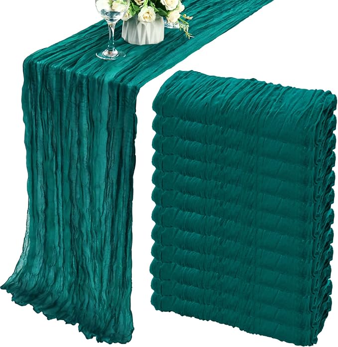 Fivenl 12 Pack Dark Teal Boho Rustic Cheesecloth Table Runner 35x72 Inch by Fivenl