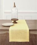 Solino Home 100% Linen Table Runner Yellow, Classic Hemstitch 14 x 108 in | by SolinoHome