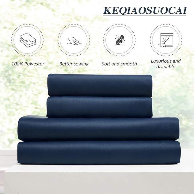 KEQIAOSUOCAI Navy Blackout Curtains 72 Wide x 90 inch Long 2 Panels - Thermal Insulated Room Divider Curtains for Bedroom/Living Room/Patio, Wide Width Pinch Pleated Curtain Panel with Hooks