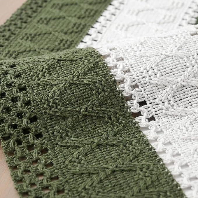 Artoid Mode Army Green Farmhouse Woven Table Runner 12x36 Inch | Seasonal - Image 6