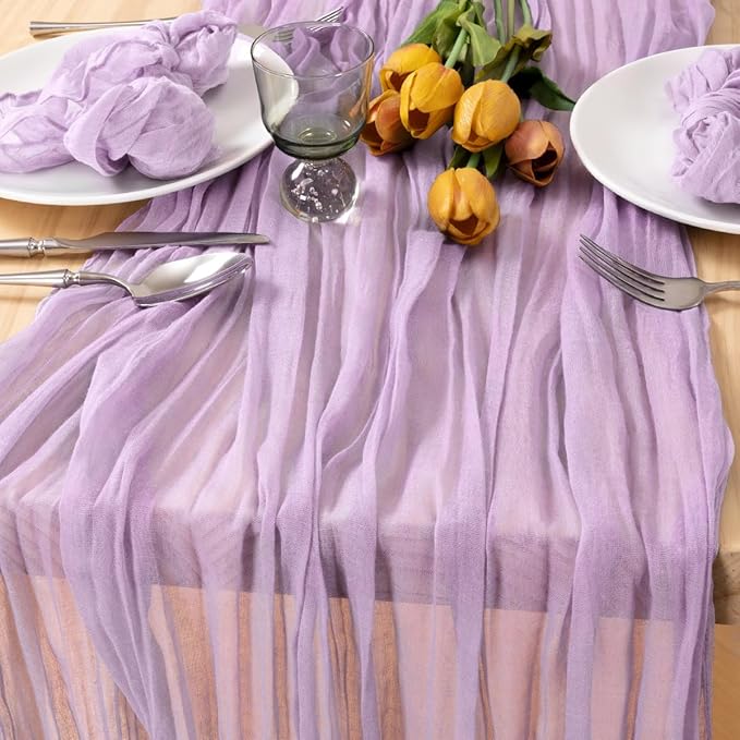 Lilac Gauze Cheesecloth Table Runner 10ft Romantic Summer Centerpiece | by MLMC