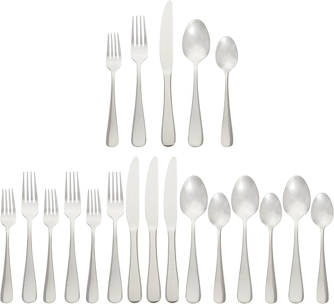 Amazon Basics Silverware Set, Stainless Steel Flatware, Dishwasher Safe by AmazonBasics