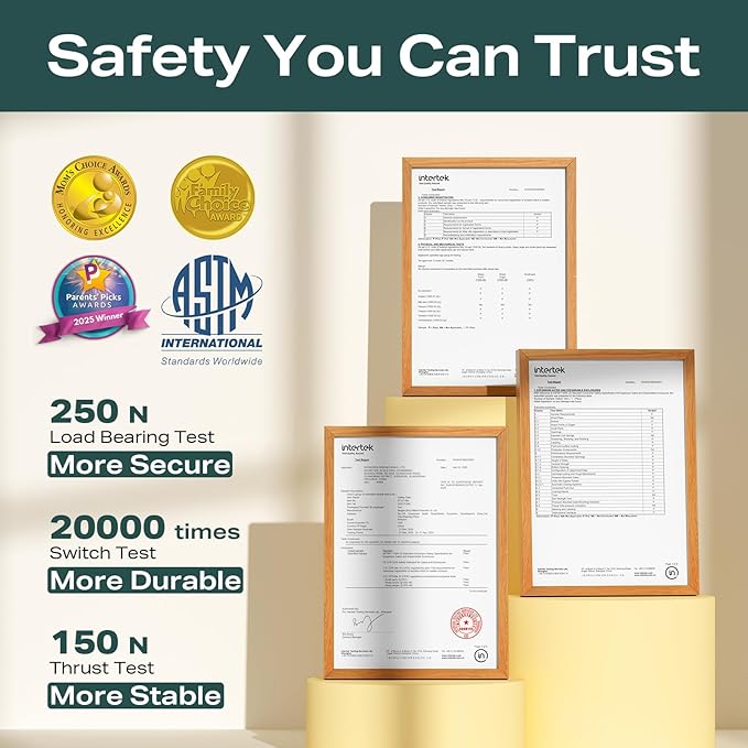 Cumbor 29.7"-51.5" Extra Wide Baby Gate for Stairs, Mom's Choice Awards Winner-Dog Gates for Doorways, Pressure Mounted Walk Through Pet Gate Indoor, Safety Auto-Close Child Gate for Kids, Gray