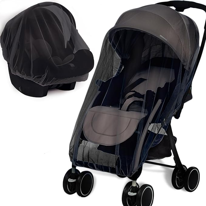 Mosquito Net for Stroller 2Pack - Protective Baby Stroller Mosquito Net - Perfect Bug Netting for Strollers, Bassinets, Cradles, Playards, Pack N Plays and Portable Mini Crib (Black)