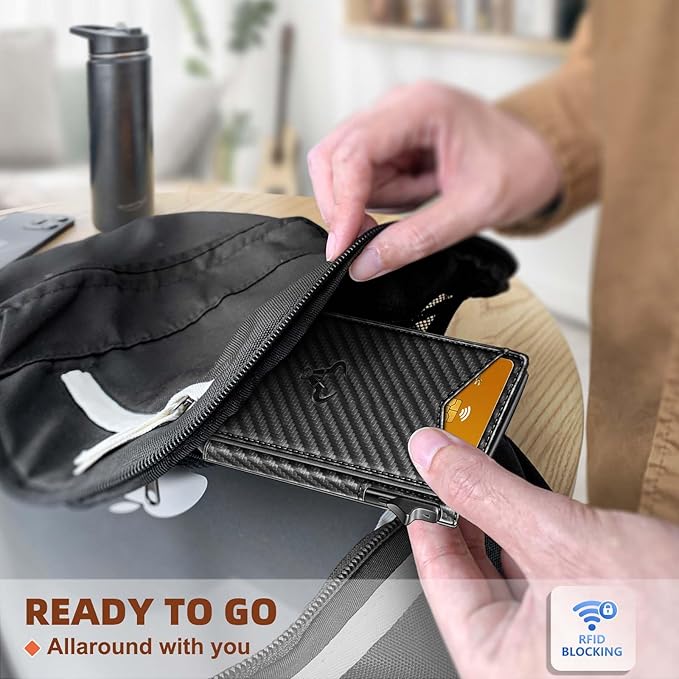 BULLIANT Men Wallet,Money Clip Wallet Slim For Gift Men 9Cards-Metal Credit Card Case in Magnetic Leather Flip