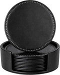 Set of 6 Round Leather Bar Coasters by AUMISKY