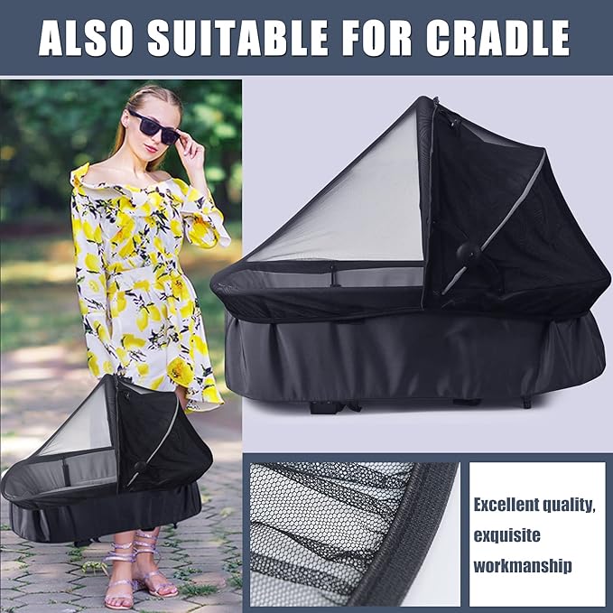 Baby Mosquito Net for Infant Car Seats,Infant Stroller and Bassinets, Carrier,Breathable with Elastic Netting for Easy Fitting, Portable Durable & Long Lasting Infant Insect Shield Netting (Black