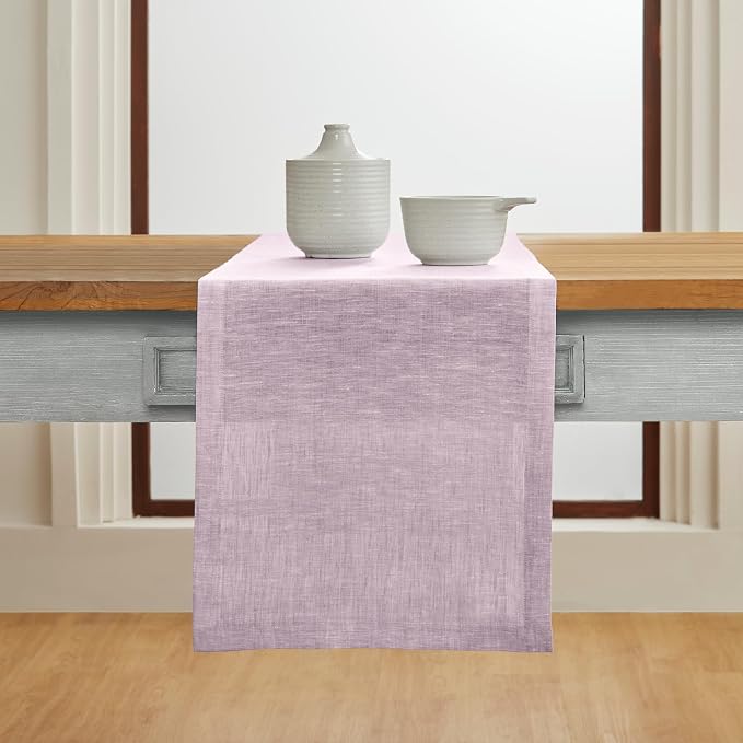 Solino Home 100% Pure Linen Table Runner Lavender Woven, Athena 14 x 72 in | - Image 2