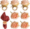 Flower Napkin Rings Set of 8, Handmade Rose Napkin Holder by Getfitsoo