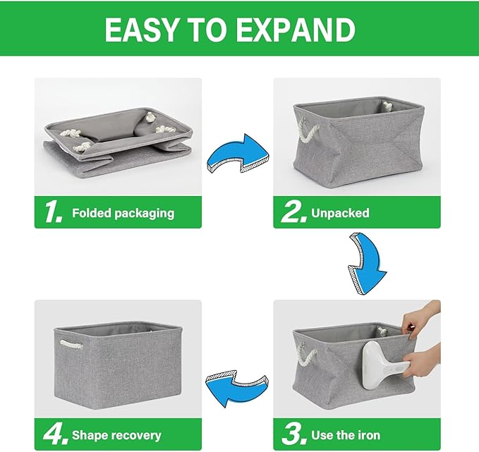 Bidtakay Storage Baskets Gray 3 Pack Shelf Baskets Collapsible Storage Bins for Clothes 15X11X9.5Inch Decorative Baskets with Handles Large Baskets for Organizing Closet Home Storage (Grey)