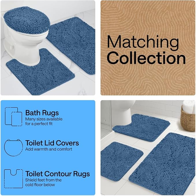 GORILLA GRIP Bath Rug Mat 60x24, Thick Soft Absorbent Chenille, Quick Dry - Image 8