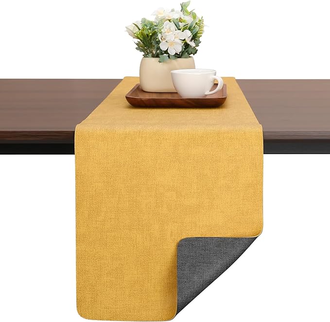 Table Runners 55 Inch Long, Dual-Sided Faux Leather Table Runner | Waterproof by Chitomars