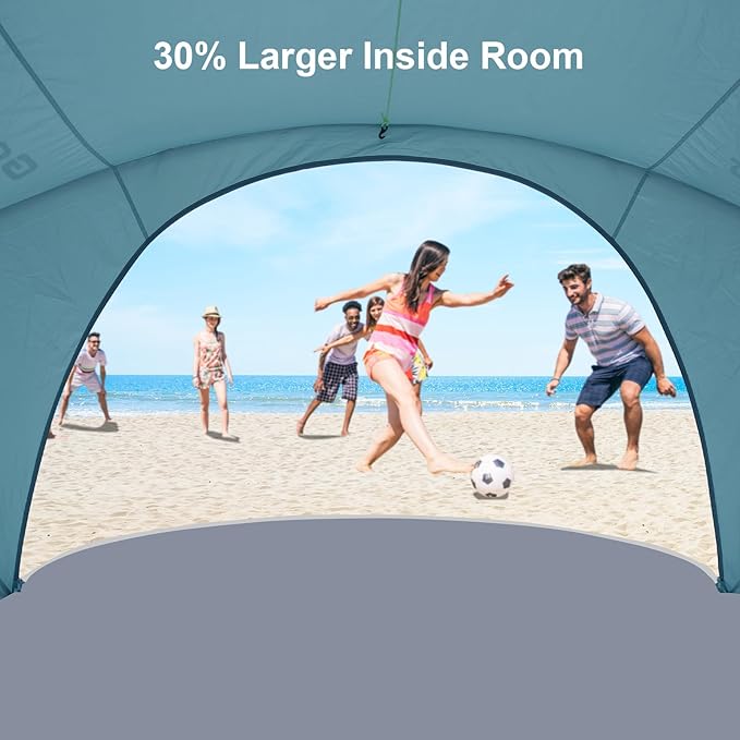 Gorich Beach Tent Sun Shelter with UPF50+ UV Protection for 3/4-5/6-7 Person, Lightweight & Portable Beach Shade Canopy with 2 Zippered Doors, Easy Setup Family Beach Umbrella