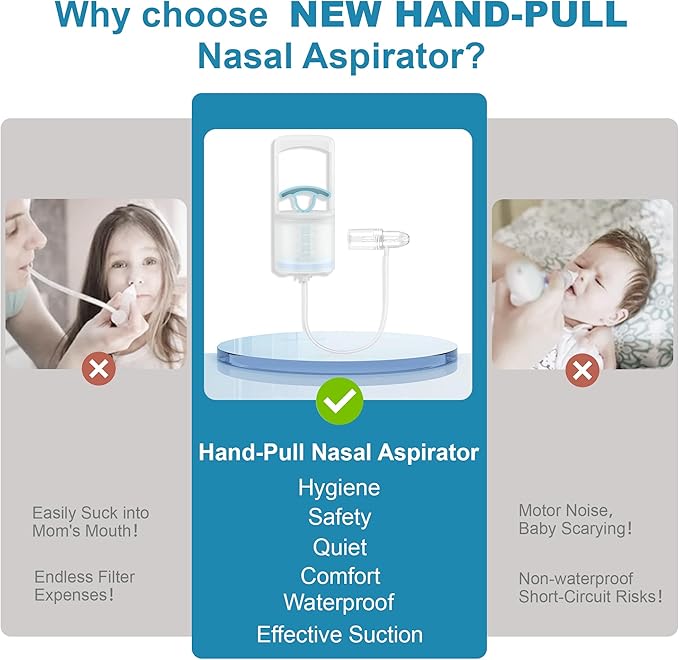 Patented Nasal Aspirator for Baby and Toddler, Hand Pump Nose Sucker with Rounded Non-Invasive Nozzle, Quiet Suction Relieves Congestion and Stuffy Boogers, Safe for Infant, Co-Branded with CHIBOJI