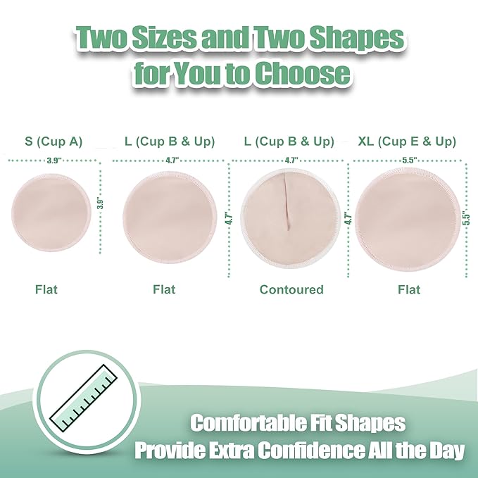 wegreeco Nursing Breast Pads (14 Pack) + Laundry Bag & Travel Storage Bag, 4.7 inch - Washable & Reusable Breastfeeding Nursing Pads (Rose Gold, Large, Contoured Shape)