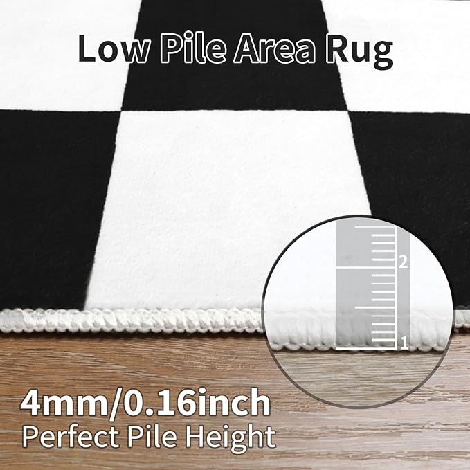 Terrug Black and White Checkered Area Rug - Image 7