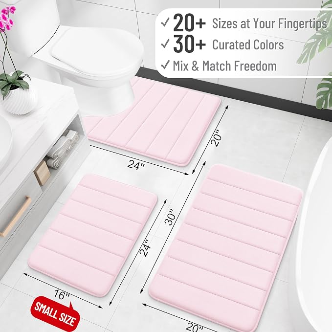 OLANLY Memory Foam Bath Mat 70x46, Super Soft Absorbent Bathroom Rugs, Quick Dry - Image 2