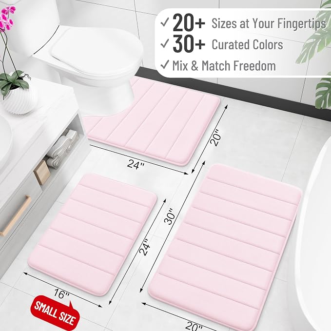 OLANLY Memory Foam Bath Mat 59x35, Super Soft Absorbent Bathroom Rugs, Quick Dry - Image 2