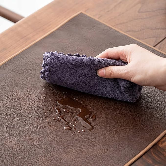 Waterproof PU Leather Table Runner, 12×20 Inch Vintage Coffee/Tea Mats - Image 3