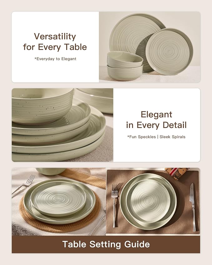 Stoneware Dinnerware Set for 4, Chip & Scratch Resistant Everyday Ceramics - Image 3