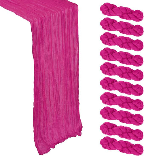 10 Pack 17 x 108 Inch Hot Pink Table Runner Cheesecloth | Gauze Cheese Cloth by Heneger