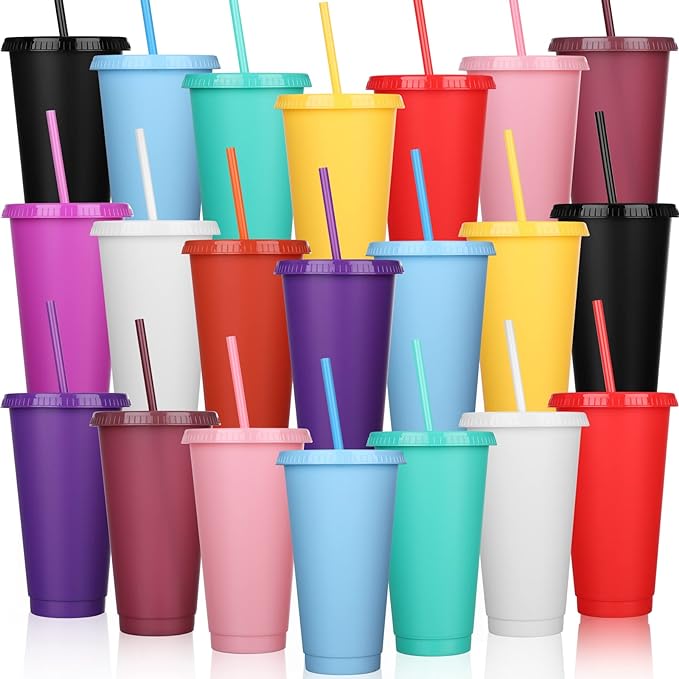 Honeydak 30 Pack Tumbler with Straw and Lid Bulk Cups by Honeydak
