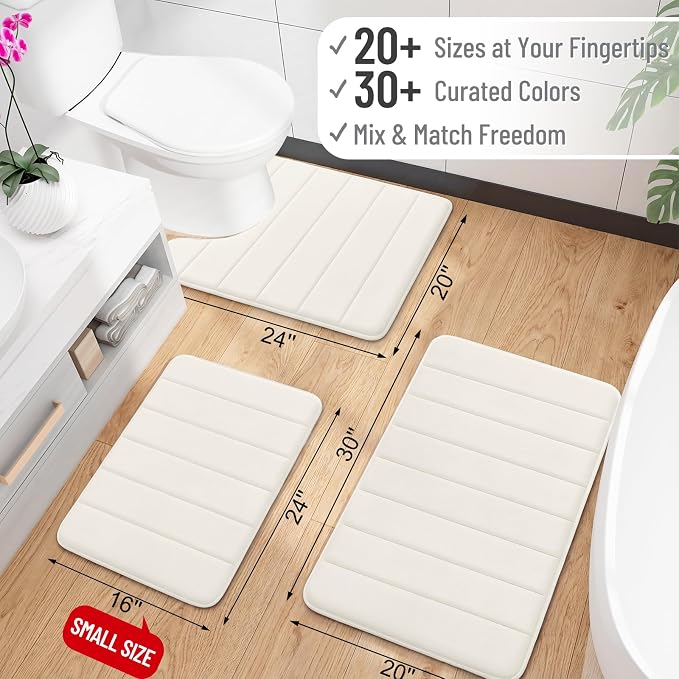 OLANLY Memory Foam Bath Mat 59x35, Super Soft Absorbent Bathroom Rugs, Quick Dry - Image 2