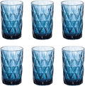 Bandesun Drinking Glass set of 6 Modern Glassware Diamond Pattern Tumbler by Bandesun