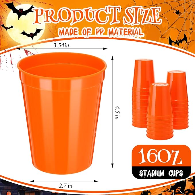 Yungyan 50 Pack 16 oz Stadium Cups Reusable Plastic Cups Blank Drink Stadium - Image 2