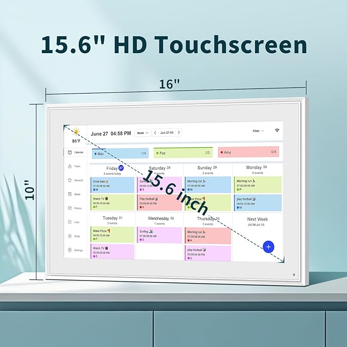 Digital Calendar, 15.6 Inch Wall Planner Digital Calendar & Chore Chart, IPS HD Touchscreen Interactive Display for Family Schedules, 2025 Calendar Share Photos/Schedules Instantly
