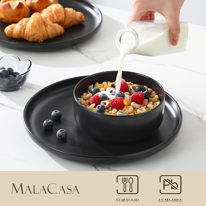 MALACASA 12 Pcs Porcelain Plates and Bowls Sets, Dinnerware Set - Image 3