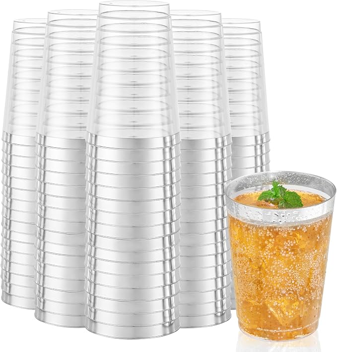 IOOOOO 200 Pack 12 oz Silver Plastic Cups, Plastic Party Wine Glasses Cocktail by I00000