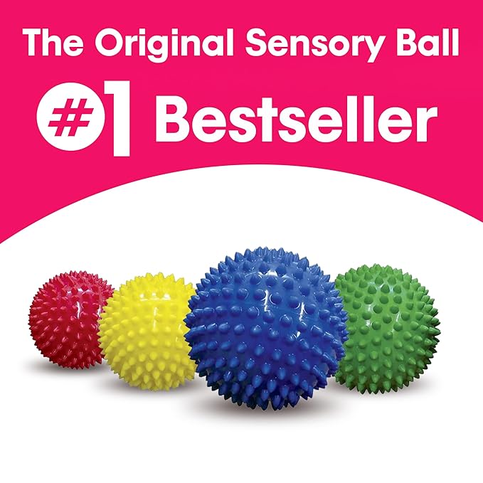 Edushape Original Sensory Ball - 4" Solid Primary Color Baby Ball for Gross Motor Skills Development, Ages 6 Months & Up - Perfect Stocking Stuffer