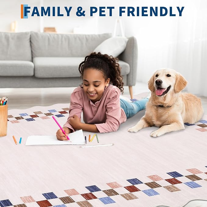 GarveeHome Washable Rug 5x7 for Living Room Large Bedroom Scalloped Rug Non - Image 3