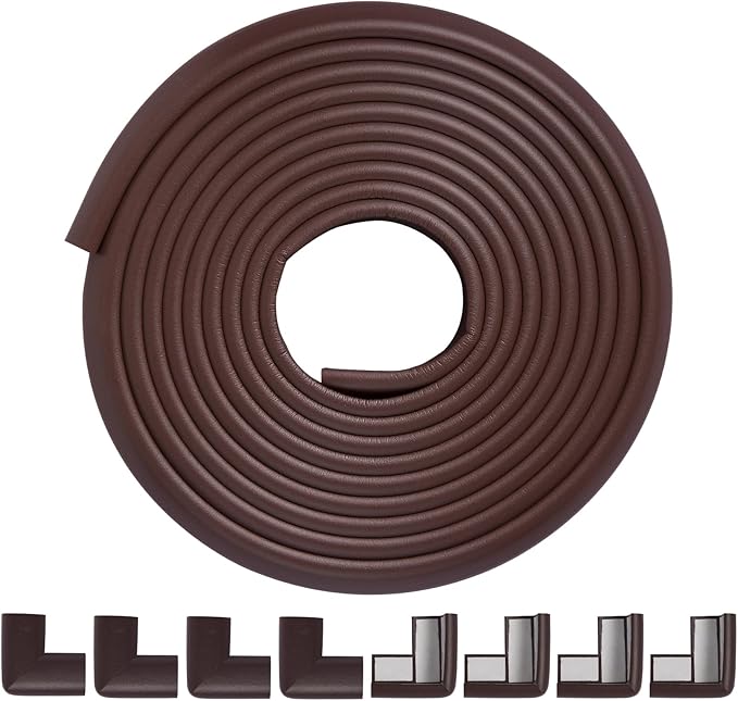 Foam Corner Protector Edge and Corner Guard, with 19 feet Length Foam Safety Bumpers, Baby Proofing Safety Table Corner Protectors (Coffee)