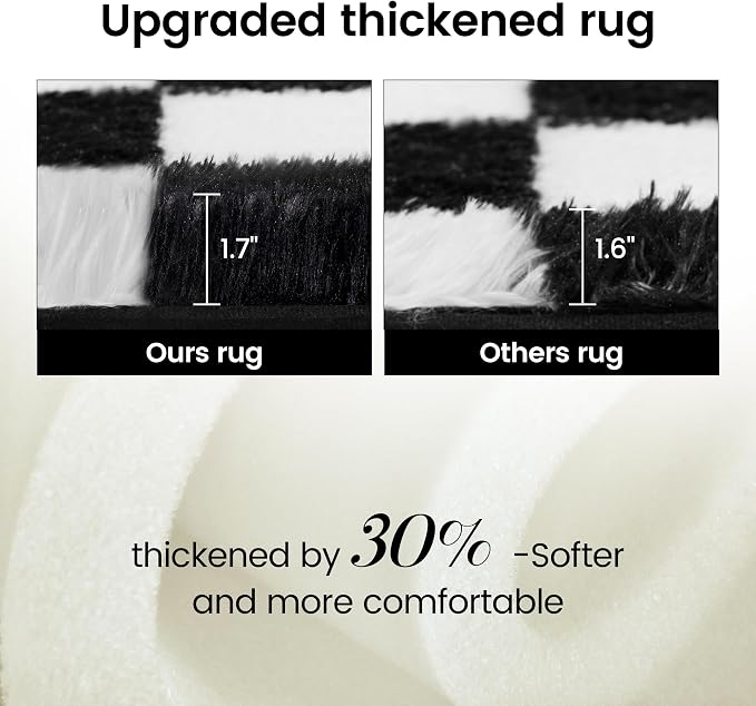 Super Soft Rug for Bedroom, 5x7 Ft Black and White Area Rug Classic Checkered - Image 4