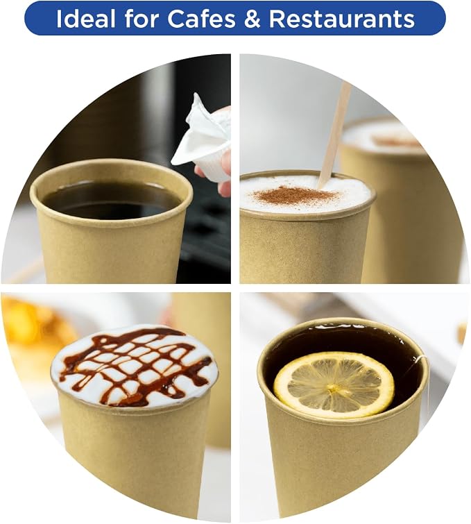 Karat 10 oz Coffee Cups, Disposable Paper Hot Cups Kraft, 1000ct | C-K510K - Image 4