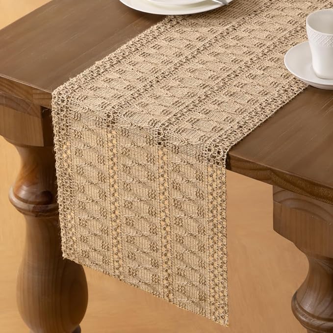 MLMW Boho Table Runner 36 inches Small Coffee Table Runner Rustic Burlap - Image 3