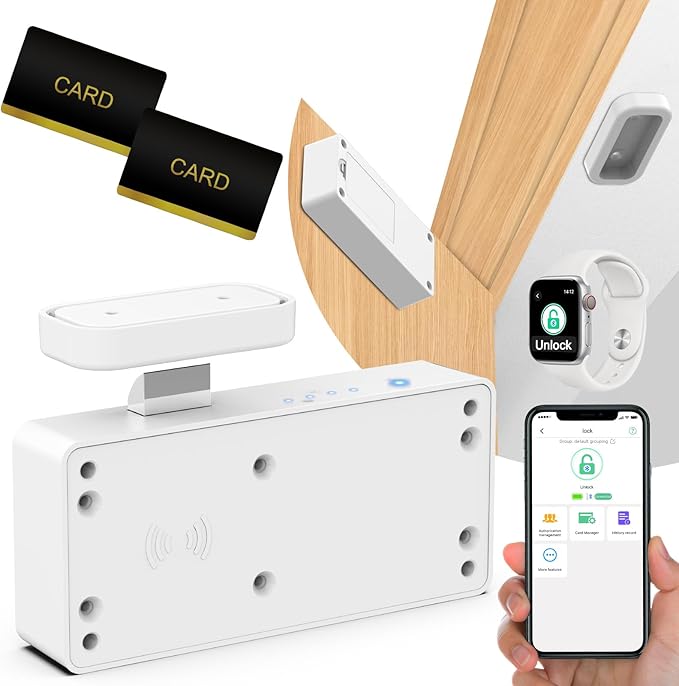 Eseesmart Smart Cabinet Lock, Hidden RFID Keyless Electronic Bluetooth Drawer Locks, Baby Proofing Child Safety Cabinet Locks for Liquor Cabinet Locker Drawer Cupboard Desk Dresser Adults