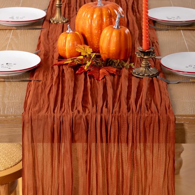 Terracotta Cheesecloth Table Runner 120 Inches 10 Pack Gauze Table Runner | - Image 5