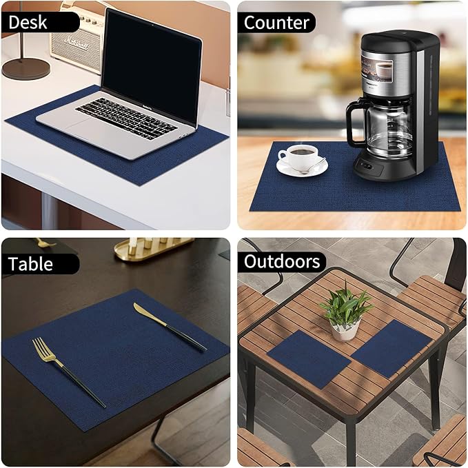 Faux Leather Heat Resistant Placemats 6 Packs, Waterproof Wipeable Dining PU - Image 9