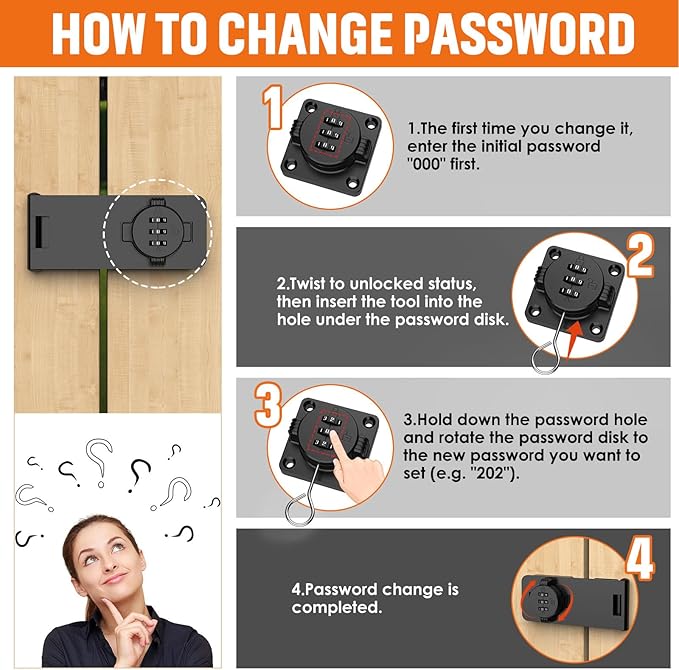 Keyless Cabinet Lock with Combination, Locker Code Lock with 3-Digit Combination, Security Door Lock for Drawers, Lockers, Bifold Doors, Small Doors, Closets, Refrigerators (Black-1pc)