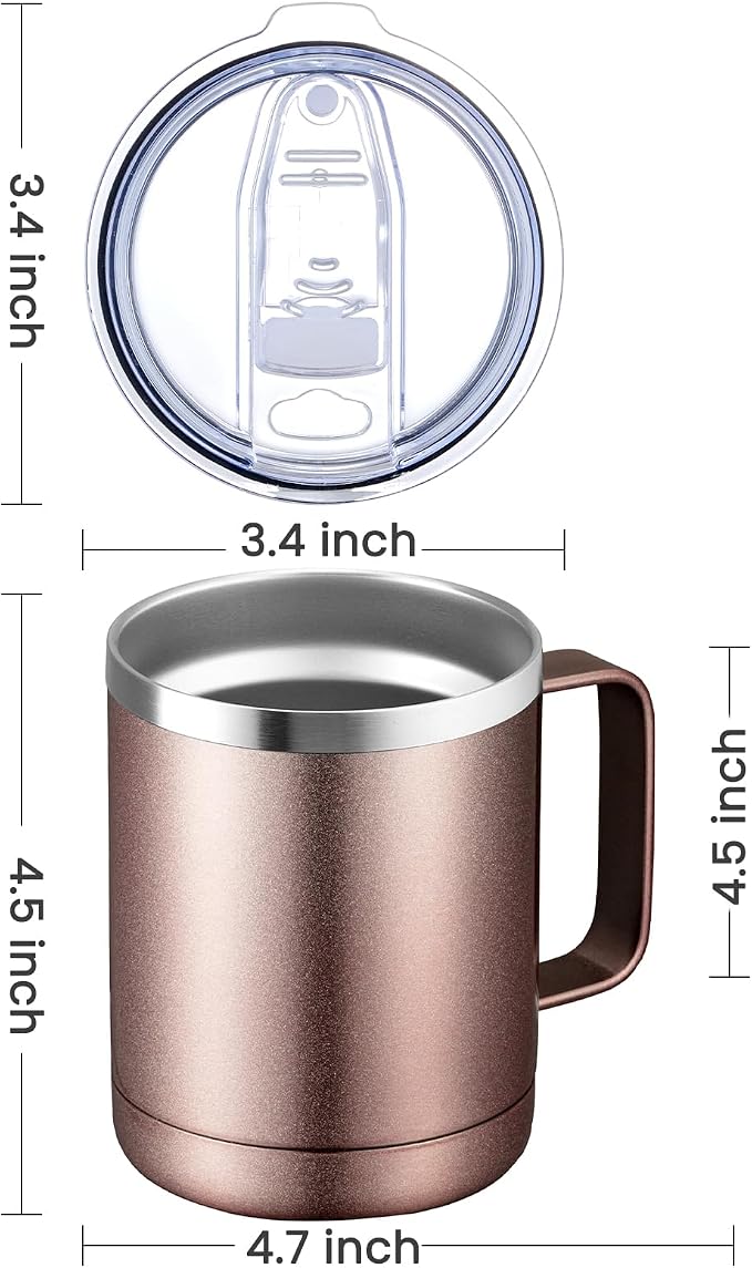MEWAY 12oz Coffee Mug With Handle 4 Pack Bulk, Stainless Steel Insulated Travel - Image 4
